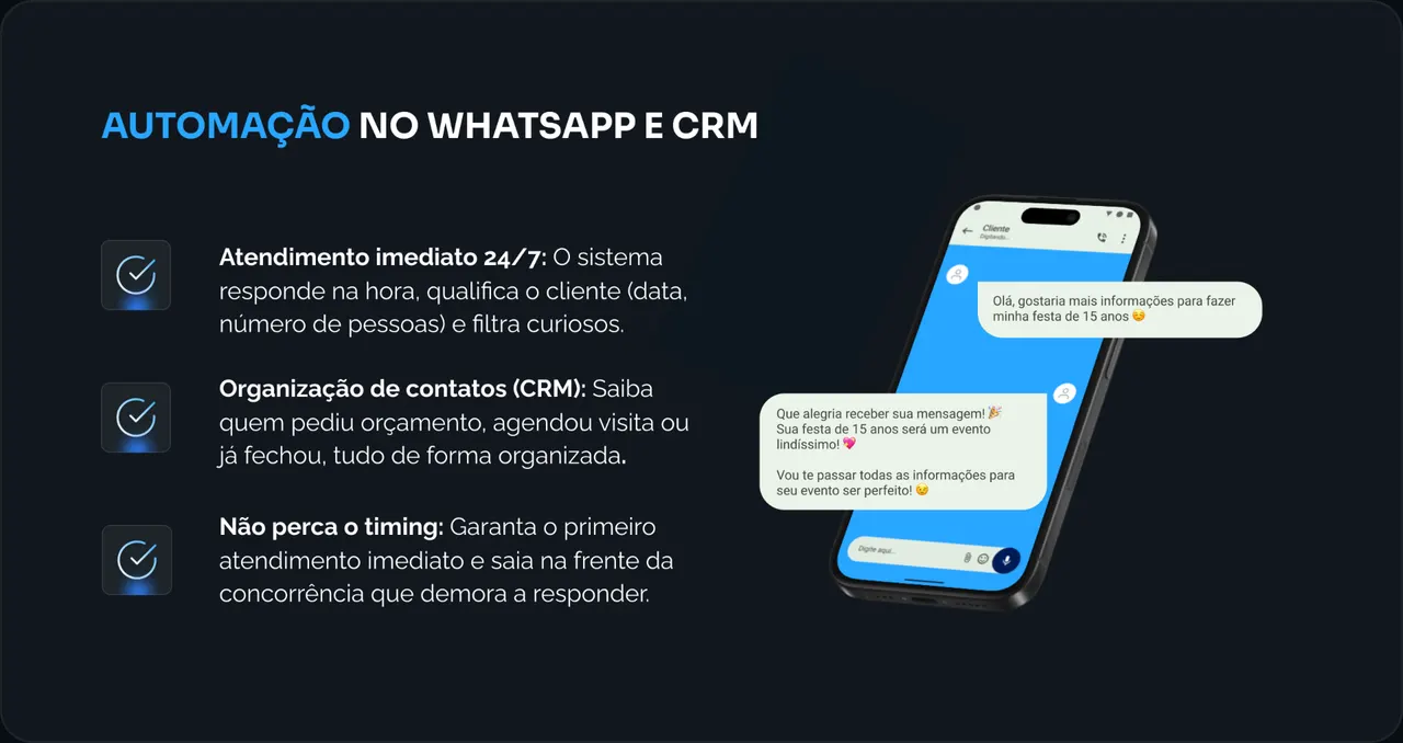 AUTOMAÇÃO NO WHATSAPP E CRM