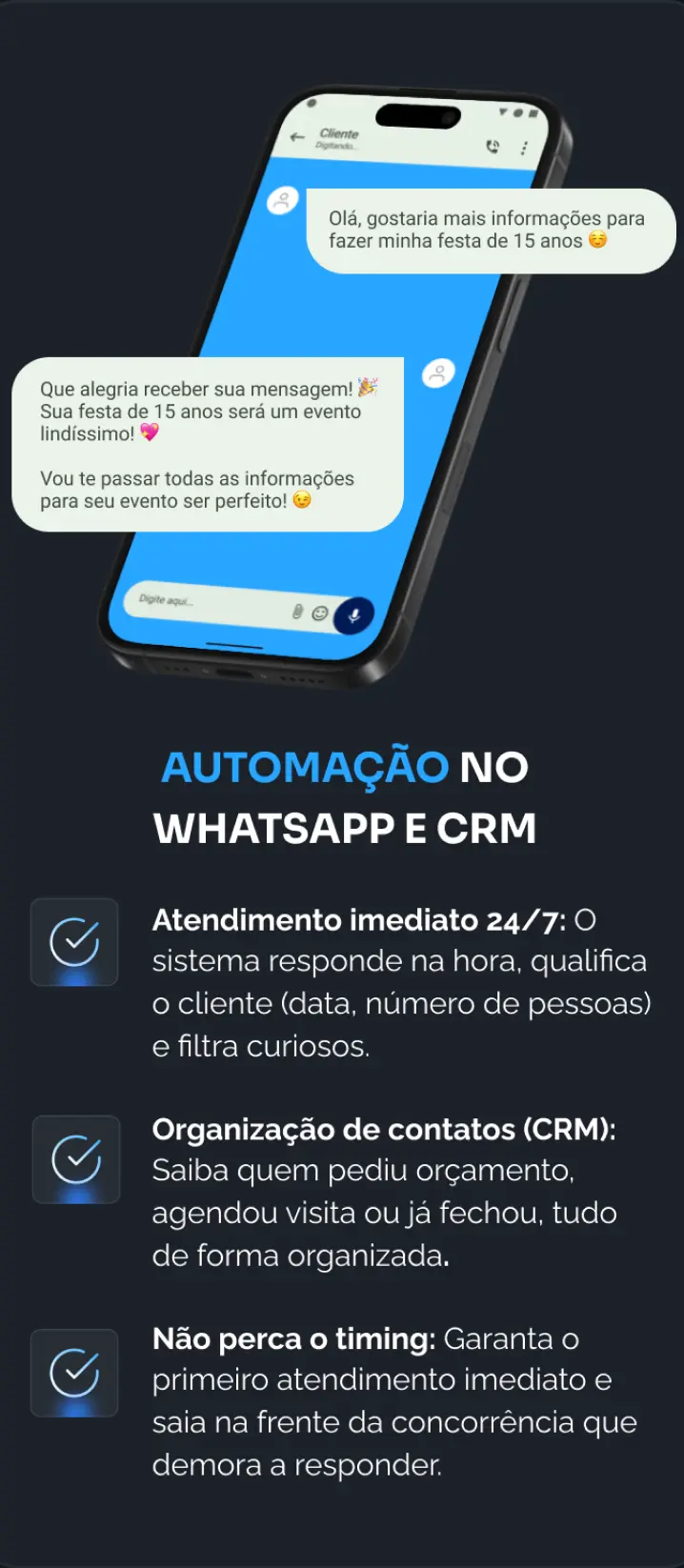 AUTOMAÇÃO NO WHATSAPP E CRM